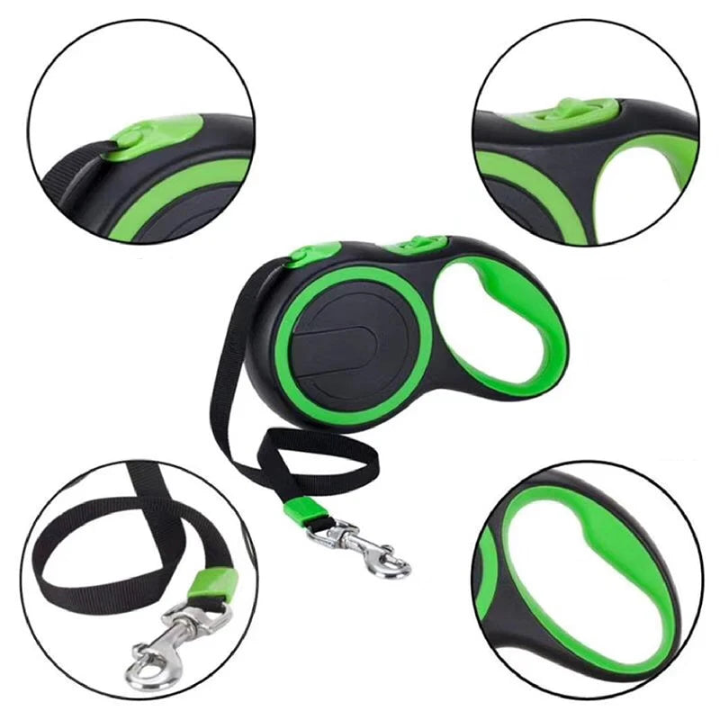 Durable Nylon Retractable Dog Leash – 3/5/8M Extending Leash for Small to Large Dogs
