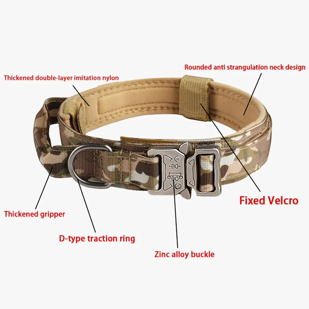 Tactical Nylon Dog Collar with Metal Buckle – Breathable & Durable for Medium and Large Dogs