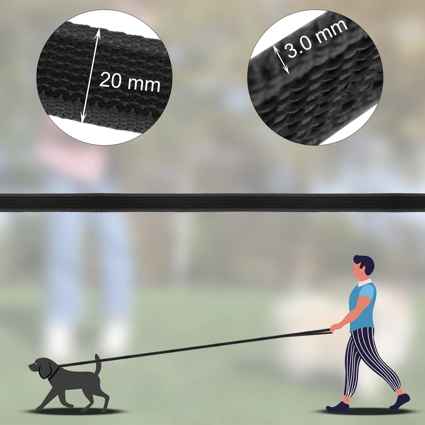Durable Long Dog Leash – Dual Colour Training Leash in 1.5M or 3M Options