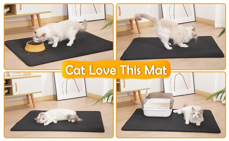 Waterproof EVA Cat Litter Mat - Double Layer, Foldable, and Easy Clean for Trapping Litter