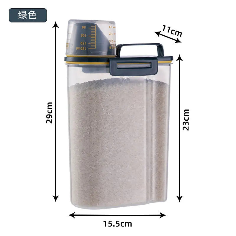 Sealed Dog, Cat, Rabbit, Guinea Pig and Small Animals Food Storage Container with Measuring Cup – Moisture-Proof Plastic Pet Food Bin