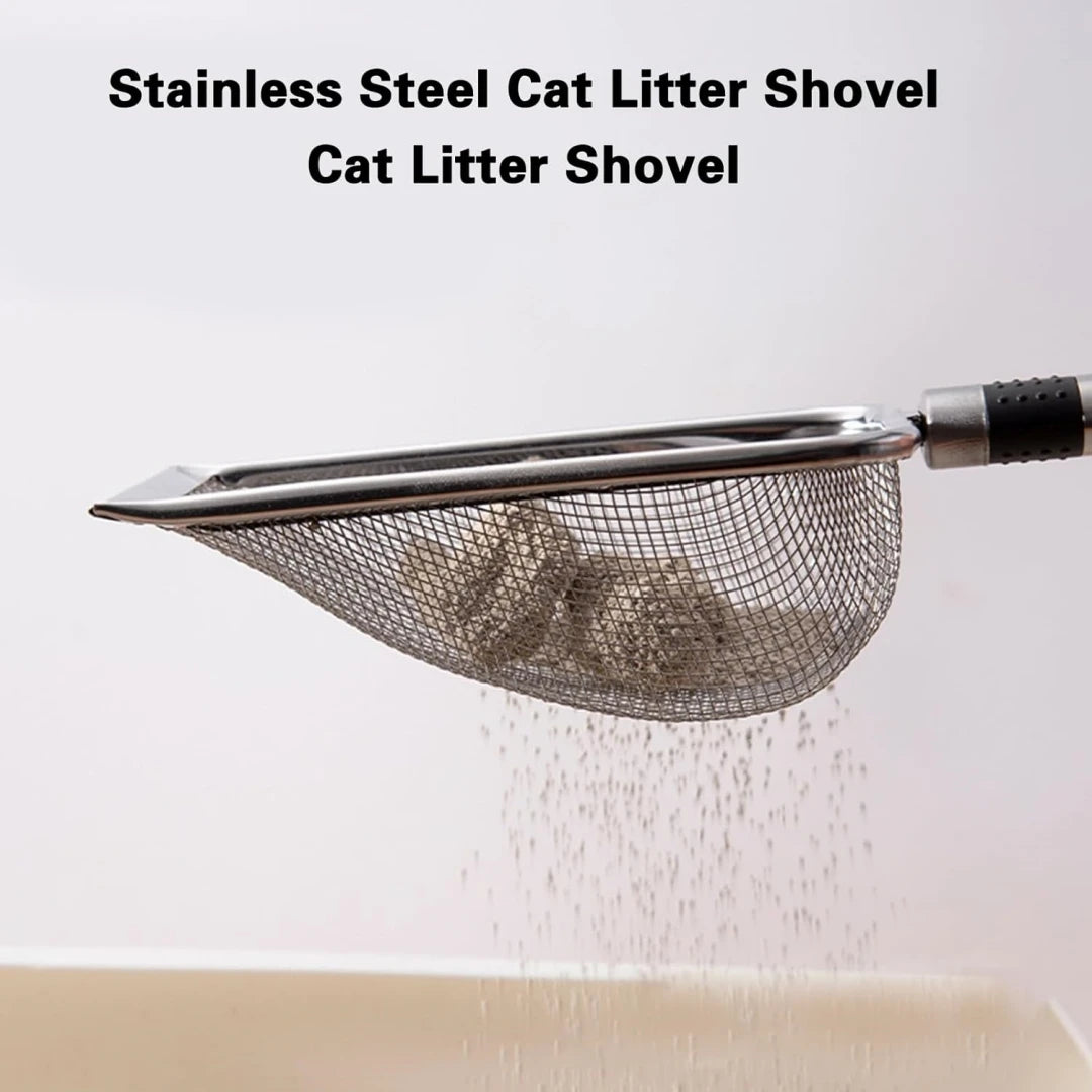 Stainless Steel Cat Litter Scoop - Durable with Long Handle for Easy Cleaning
