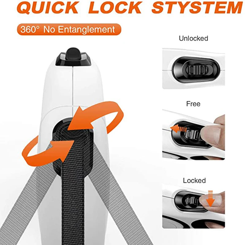 Durable Nylon Retractable Dog Leash – 3/5/8M Extending Leash for Small to Large Dogs
