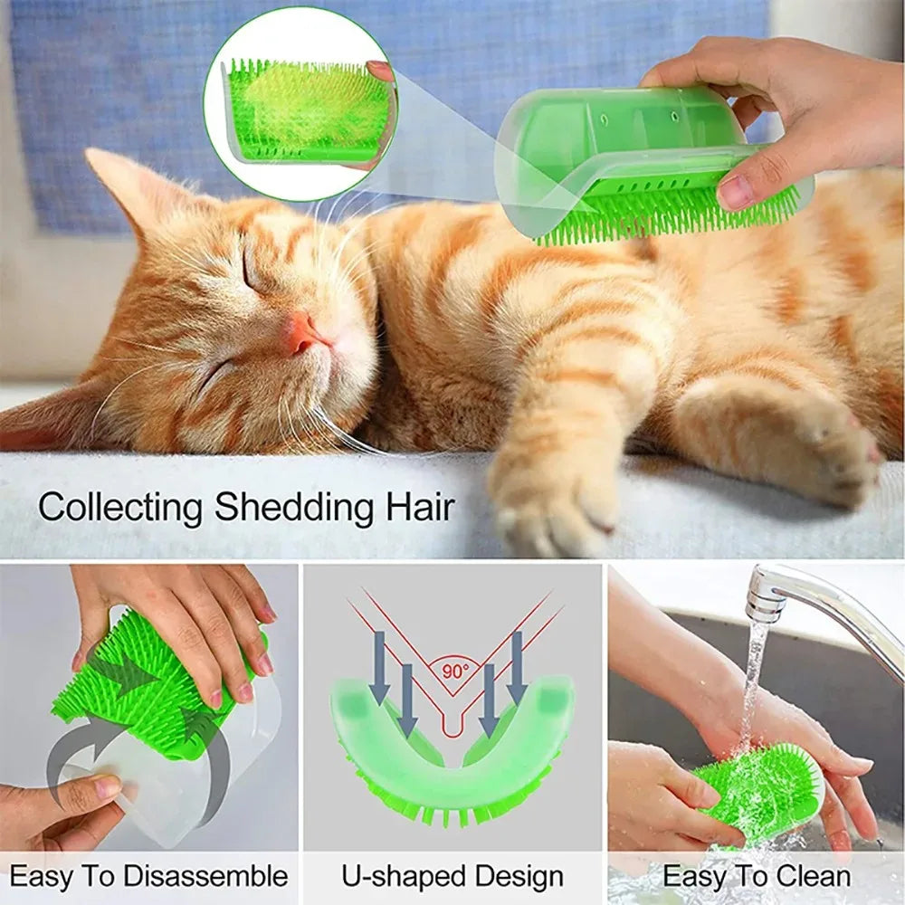 Self-Grooming Cat Brush with Catnip – Soft Massage Comb & Face Scratcher for Cats & Kittens