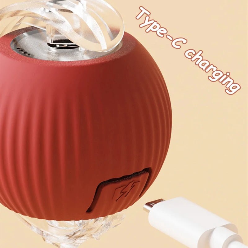Smart Rechargeable Cat Toy Ball – Automatic Rolling with Faux Tail for Interactive Play & Training