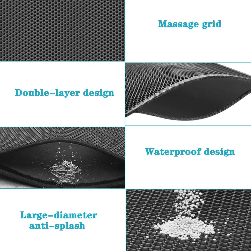 Waterproof EVA Cat Litter Mat - Double Layer, Foldable, and Easy Clean for Trapping Litter