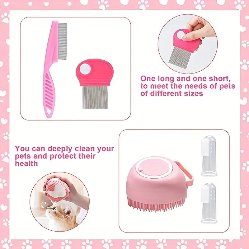 8-Piece Pet Grooming Kit – Nail Clippers, Flea Comb, Shedding & Bath Tools for Cats, Dogs, Rabbits & Small Animals