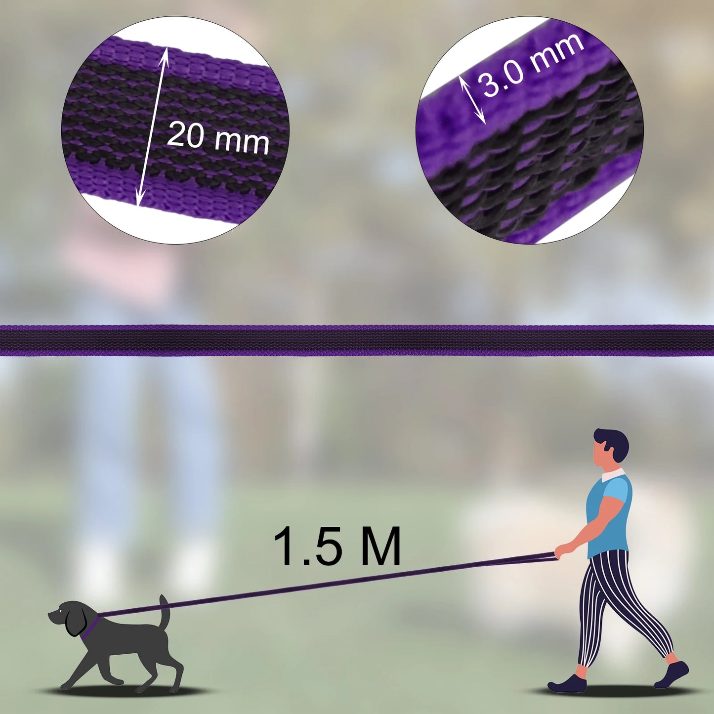 Durable Long Dog Leash – Dual Colour Training Leash in 1.5M or 3M Options