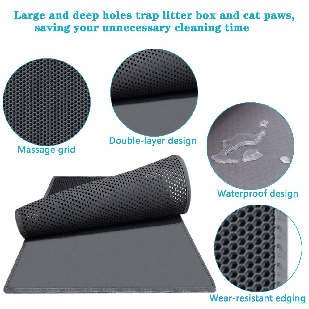 Waterproof EVA Cat Litter Mat - Double Layer, Foldable, and Easy Clean for Trapping Litter