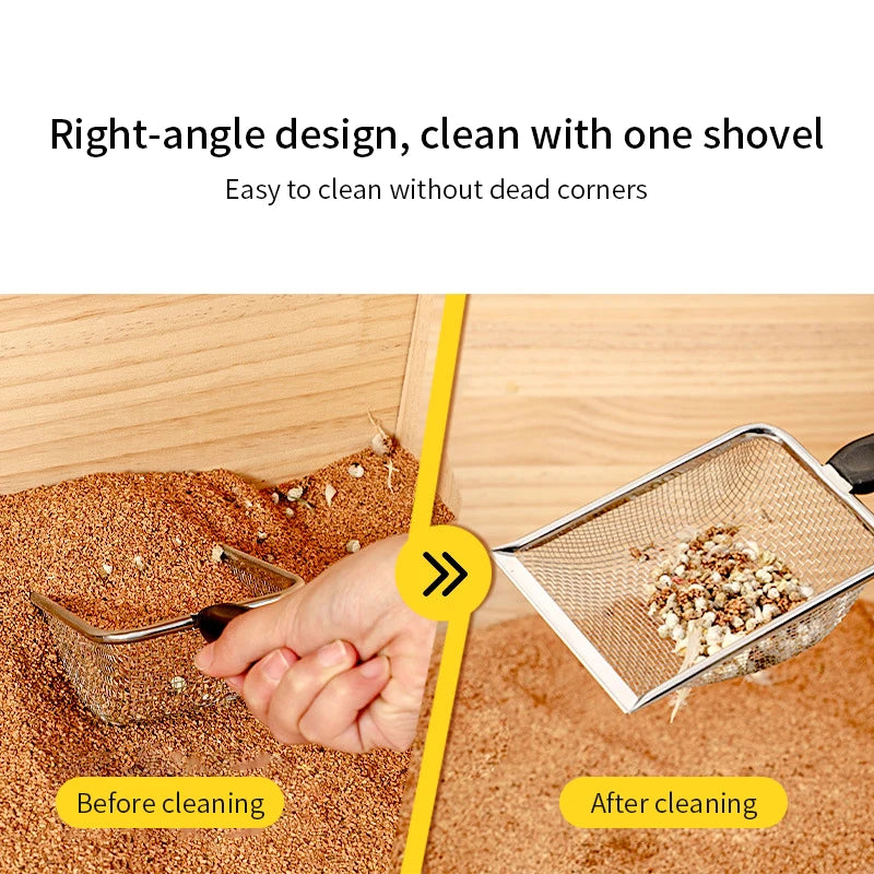 Stainless Steel Cat Litter Scoop - Fine Mesh Sifter for Easy Cleaning & Bedding Maintenance