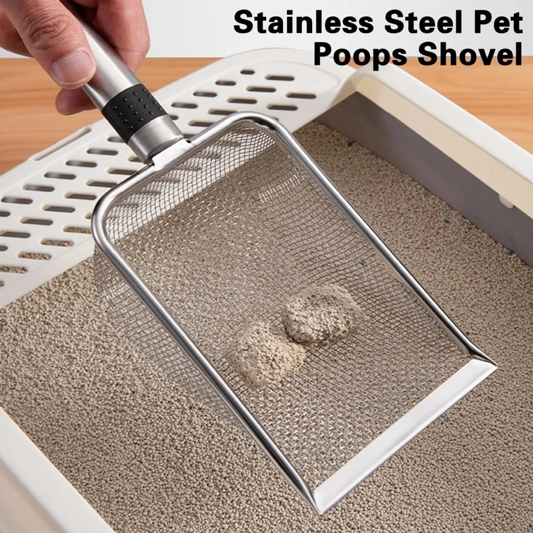 Stainless Steel Cat Litter Scoop - Durable with Long Handle for Easy Cleaning