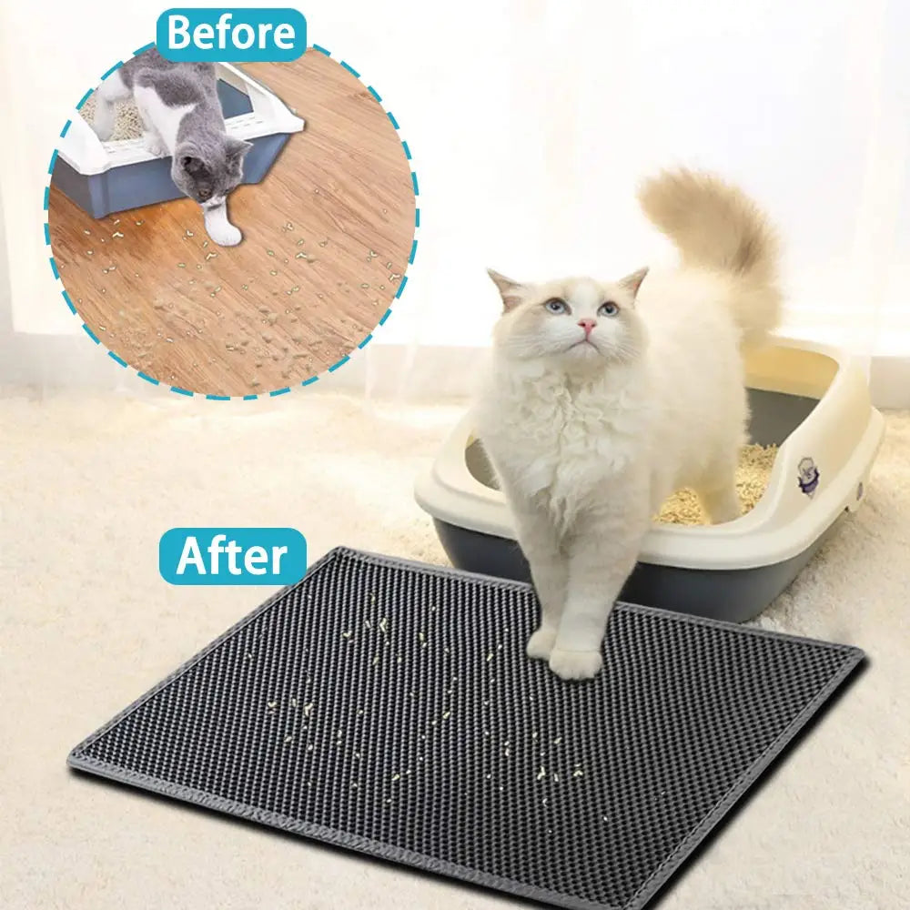 Waterproof EVA Cat Litter Mat - Double Layer, Foldable, and Easy Clean for Trapping Litter