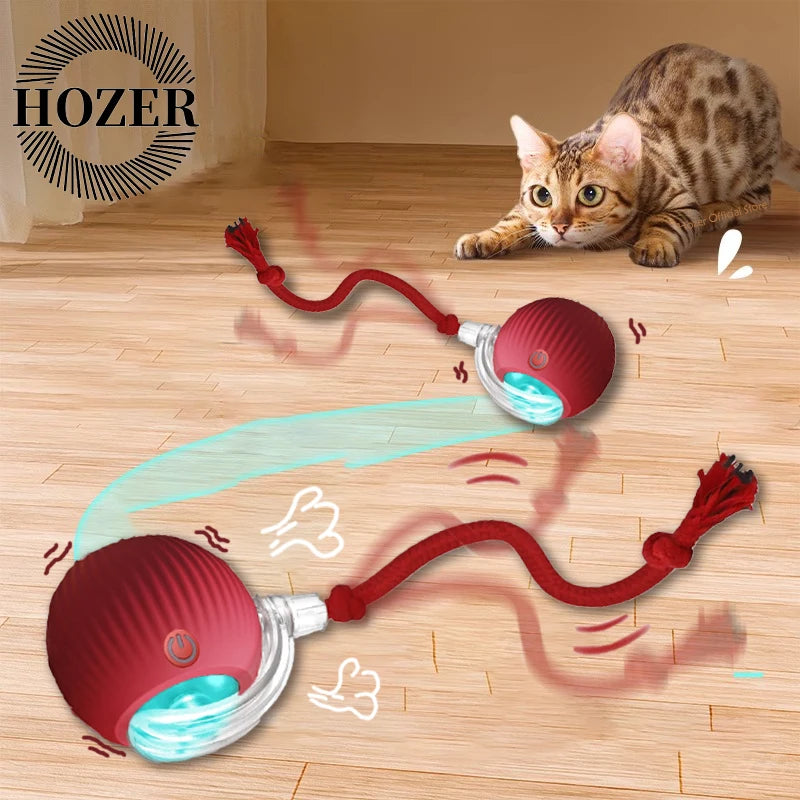 Smart Rechargeable Cat Toy Ball – Automatic Rolling with Faux Tail for Interactive Play & Training