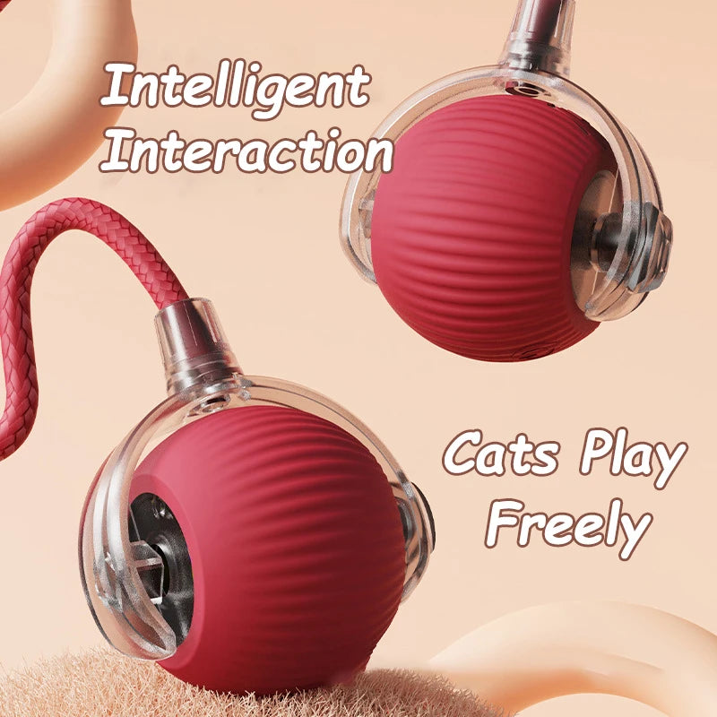 Smart Rechargeable Cat Toy Ball – Automatic Rolling with Faux Tail for Interactive Play & Training