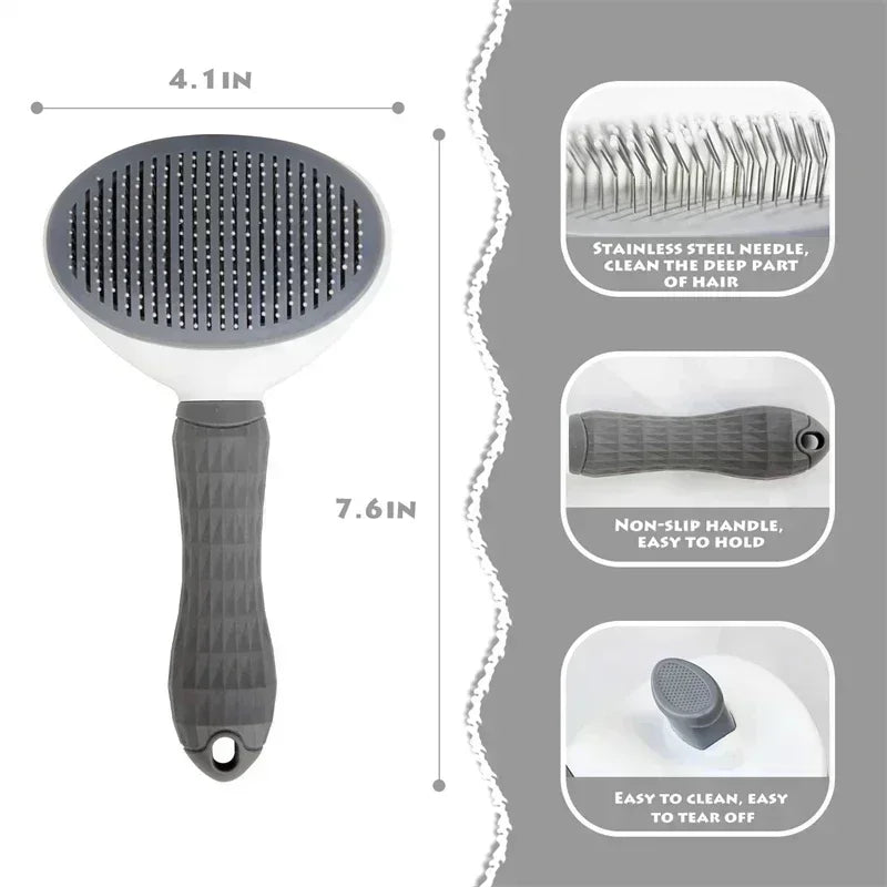 Pet Hair Removal Brush – Anti-Slip Grooming Comb for Cats, Dogs, Rabbits & Small Animals