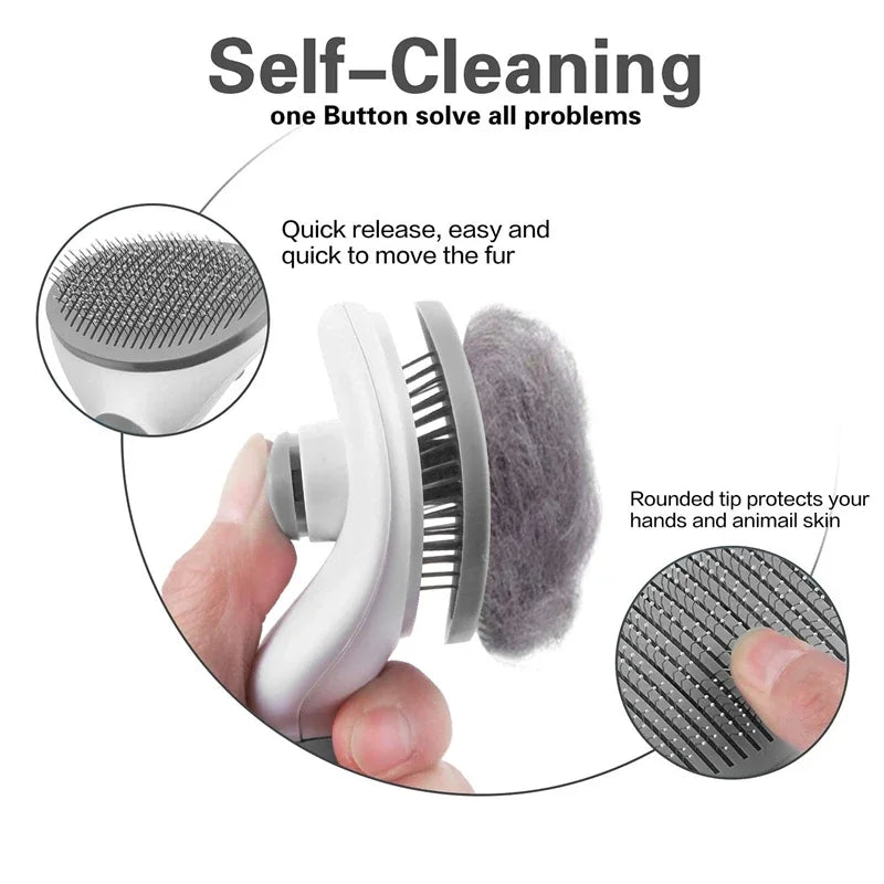 Pet Hair Removal Brush – Anti-Slip Grooming Comb for Cats, Dogs, Rabbits & Small Animals