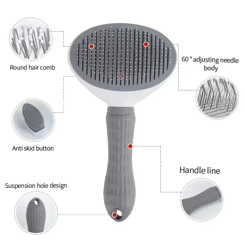 Pet Hair Removal Brush – Anti-Slip Grooming Comb for Cats, Dogs, Rabbits & Small Animals