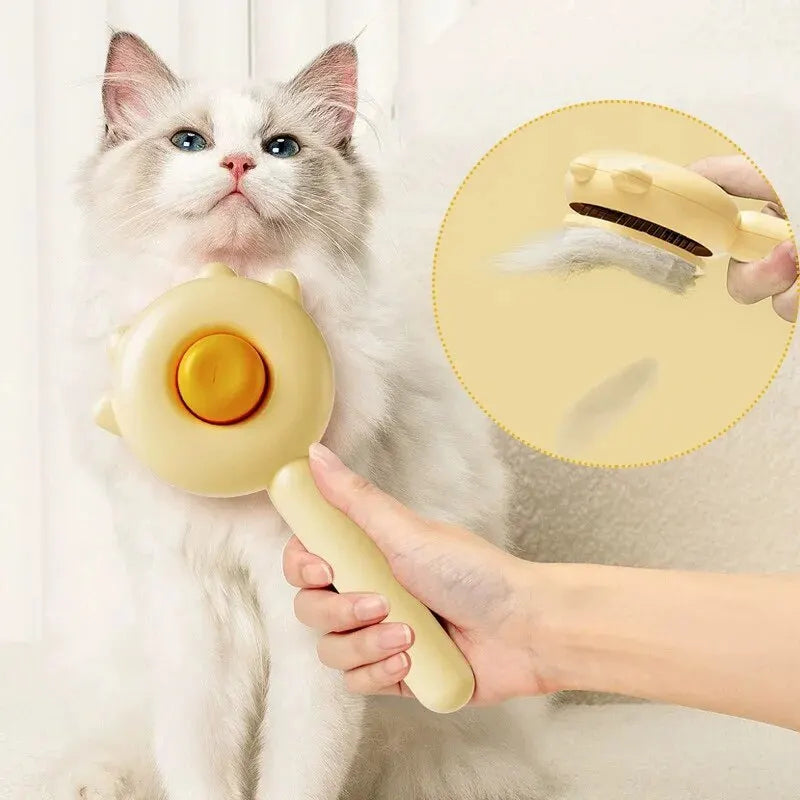 One-Click Pet Hair Removal Brush – Massage & Grooming Comb for Cats & Dogs