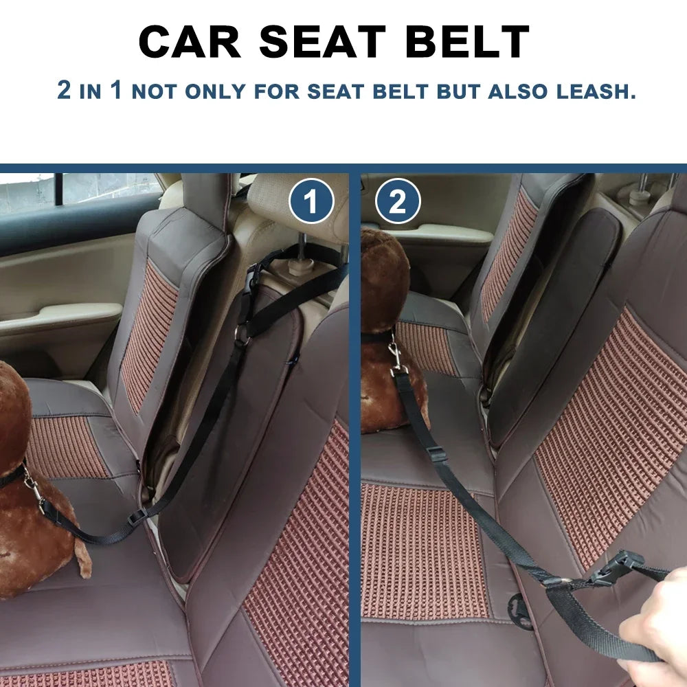 Adjustable Pet Car Seat Belt & Harness – Durable Nylon Safety Leash for Dogs & Cats
