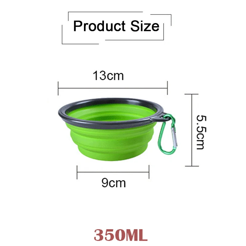 Portable Folding Silicone Dog Bowl with Carabiner – Travel-Friendly Water and Food Container for Pets