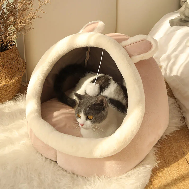 Self-Warming Pet Tent Bed - Foldable, Washable Cave Bed for Cats & Small Dogs
