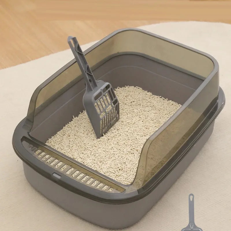 Semi-Enclosed Cat Litter Box with High Sides – Splash proof Design & Scoop Included