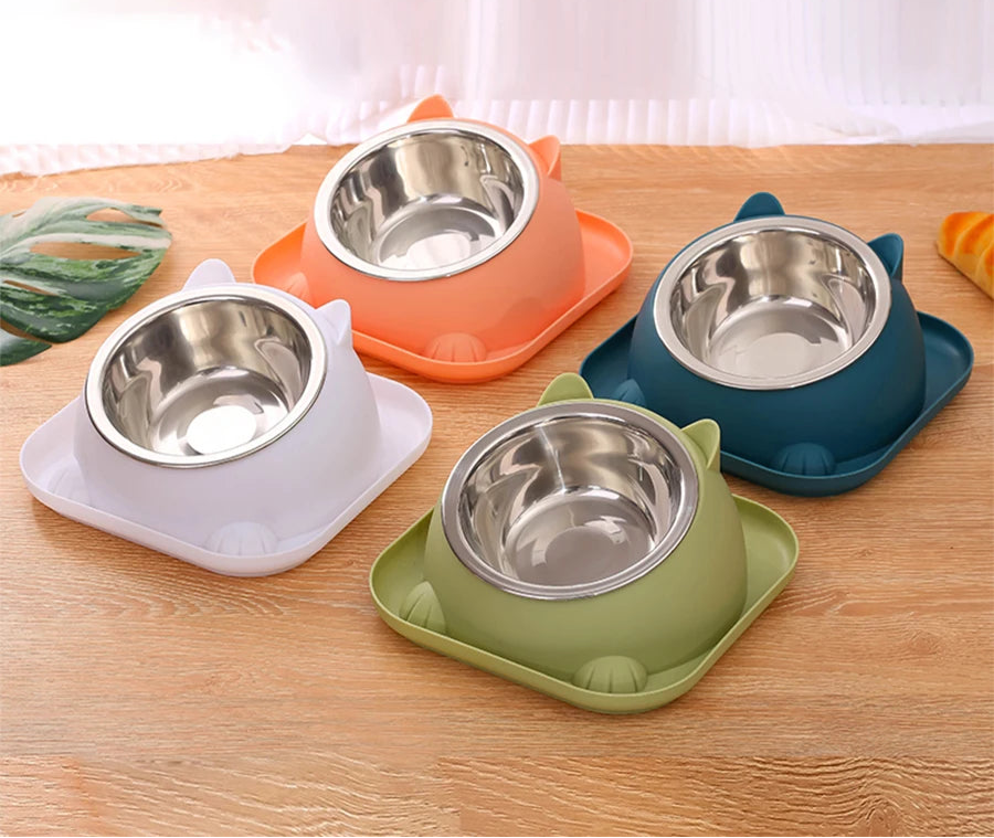 Anti-Tip Cat & Small Dog Bowl with Anti-Slip Base – Fun Design & Easy-Clean Separation