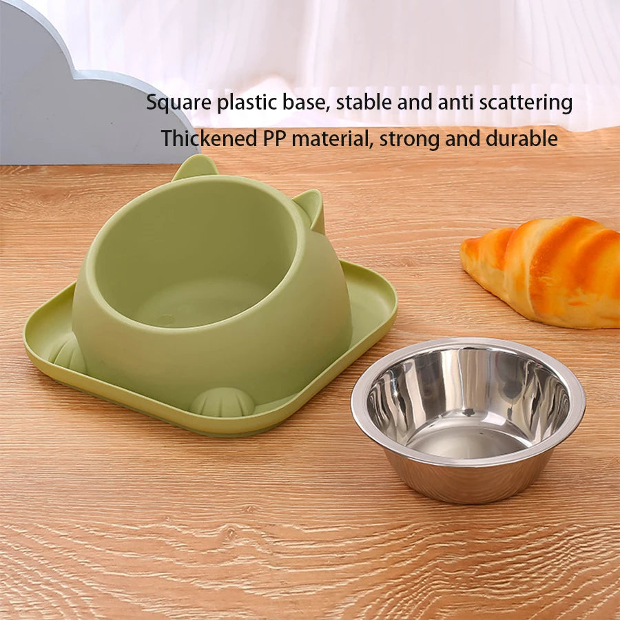 Anti-Tip Cat & Small Dog Bowl with Anti-Slip Base – Fun Design & Easy-Clean Separation
