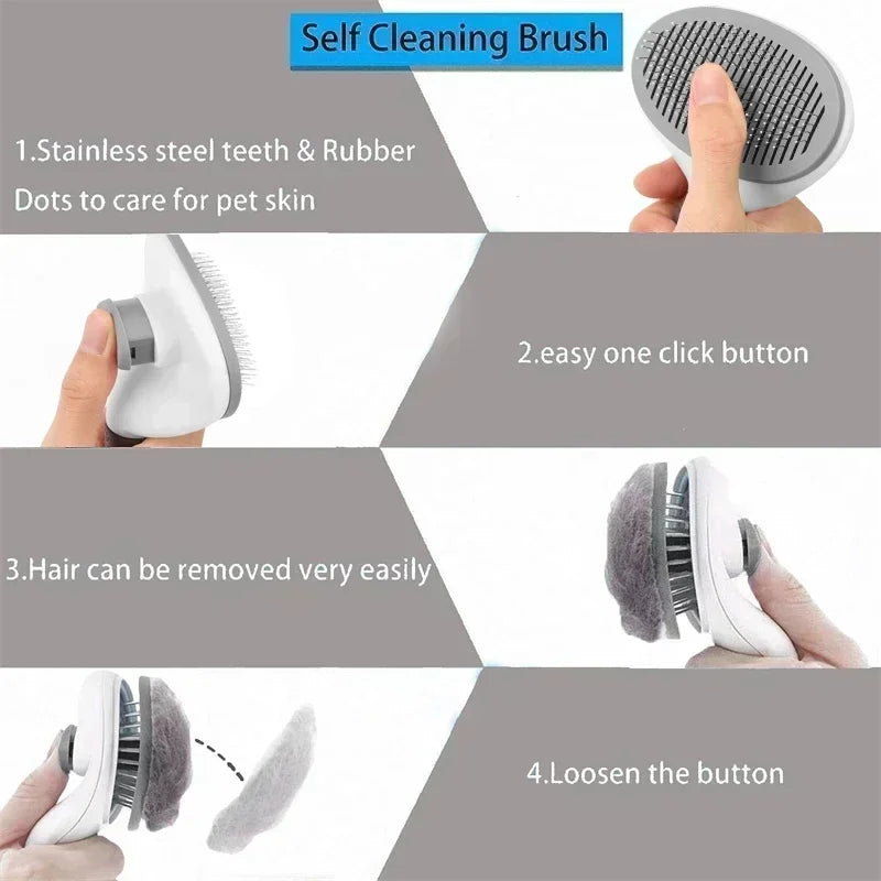 Pet Hair Removal Brush – Anti-Slip Grooming Comb for Cats, Dogs, Rabbits & Small Animals