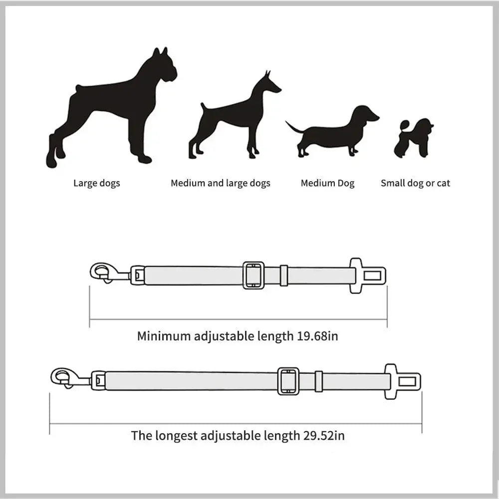 Adjustable Dog Car Seat Belt – Secure & Durable Pet Harness Clip for Safe Travel
