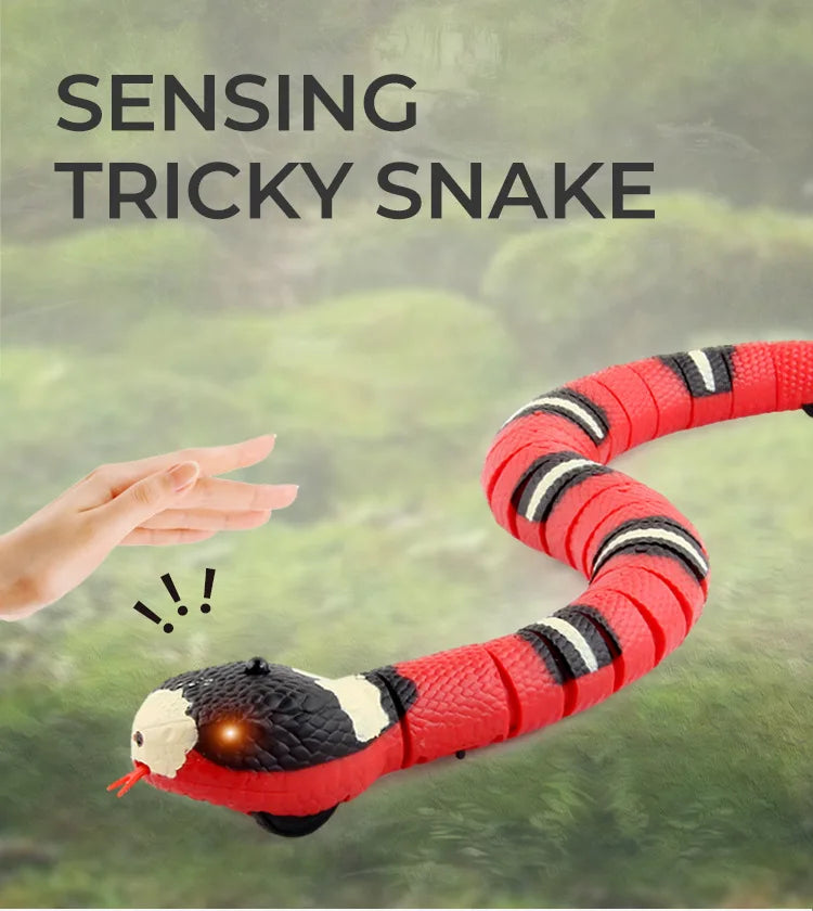 USB Rechargeable Smart Sensing Snake Toy – Interactive Cat Play for Indoor Fun