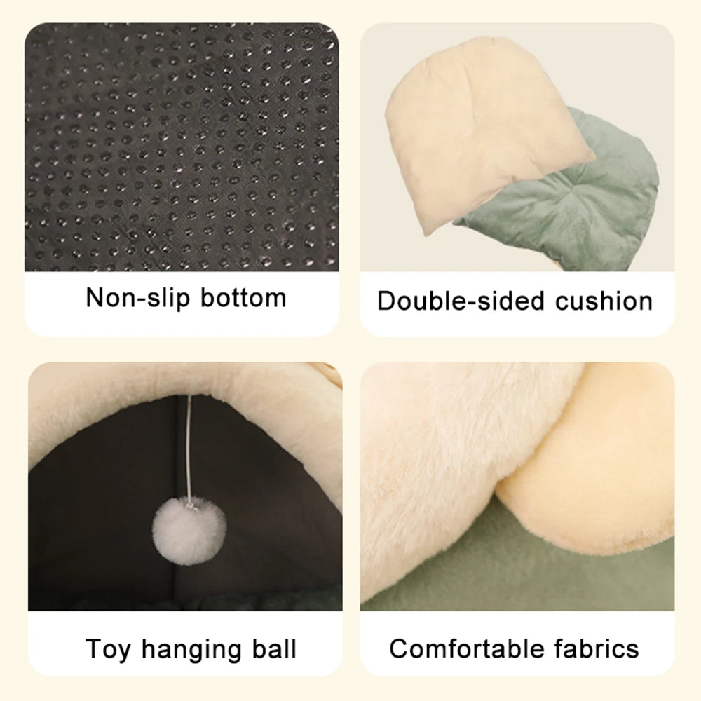 Self-Warming Pet Tent Bed - Foldable, Washable Cave Bed for Cats & Small Dogs