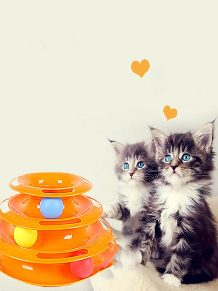 3-Layer Interactive Cat Toy – Turntable with Rolling Balls for Fun & Engagement