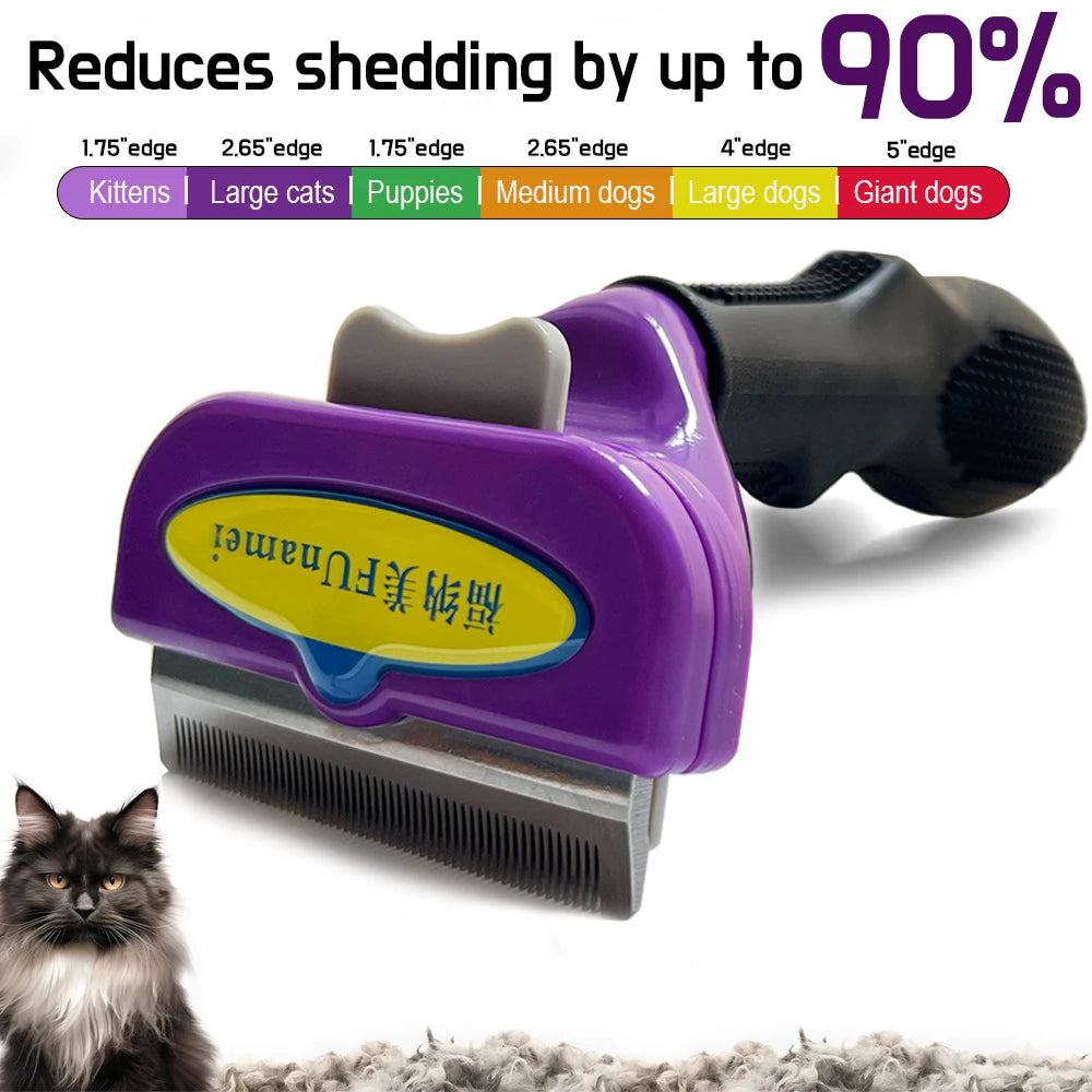 Stainless Steel Pet De-shedding Brush – Grooming Tool for Cats, Dogs, Rabbits & Small Animals