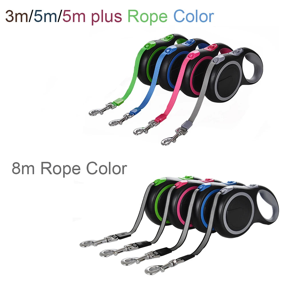 Durable Retractable Dog Leash – 3M/5M/8M Adjustable for Small to Large Dogs, Perfect for Walking & Hiking