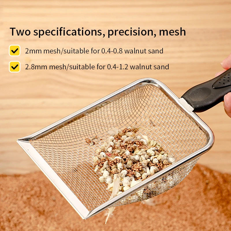 Stainless Steel Cat Litter Scoop - Fine Mesh Sifter for Easy Cleaning & Bedding Maintenance