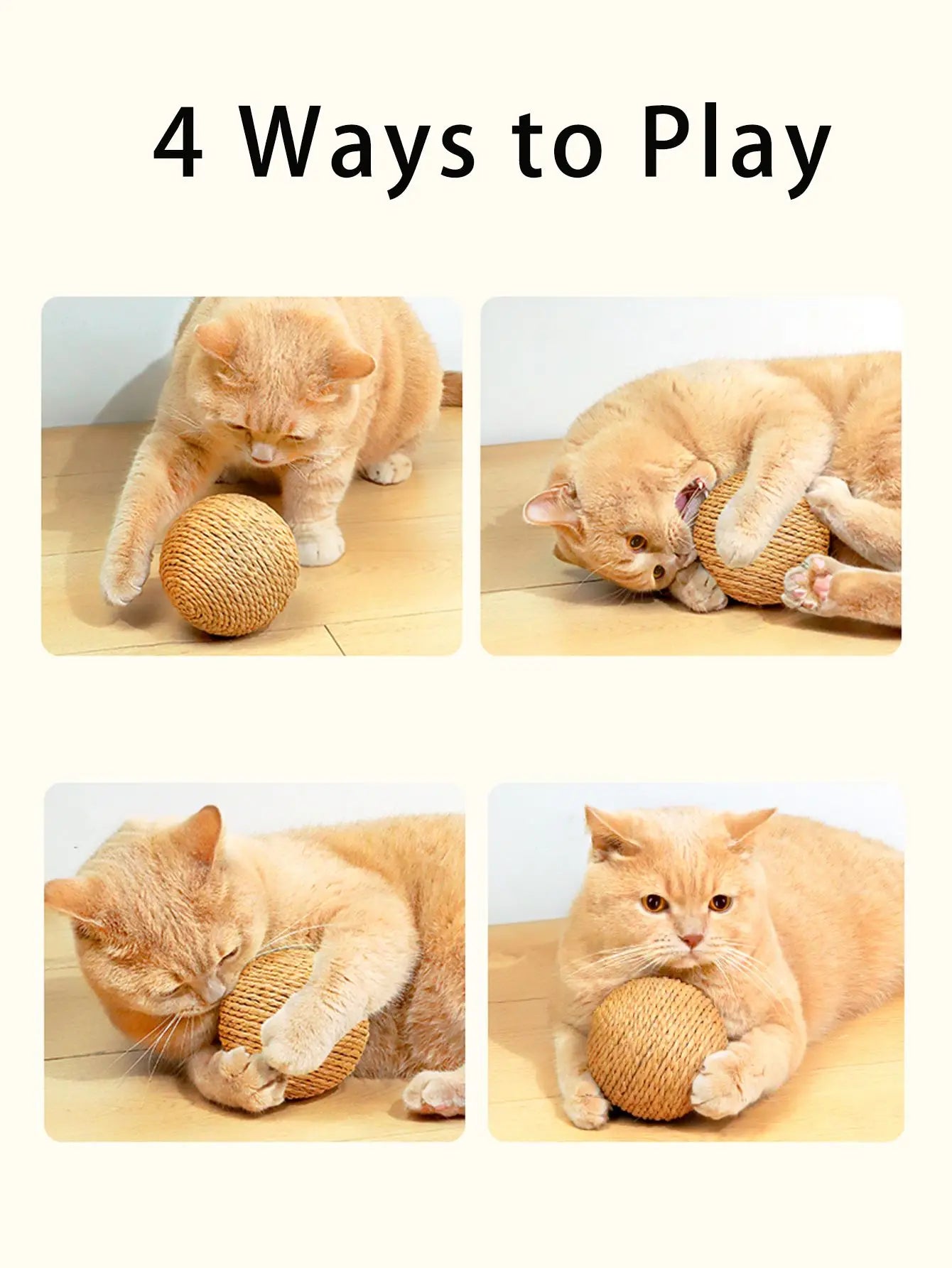Sisal Cat Scratching Ball – Interactive Rotating Play Toy with Sound for Active Cats