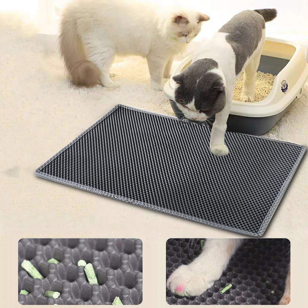Waterproof EVA Cat Litter Mat - Double Layer, Foldable, and Easy Clean for Trapping Litter