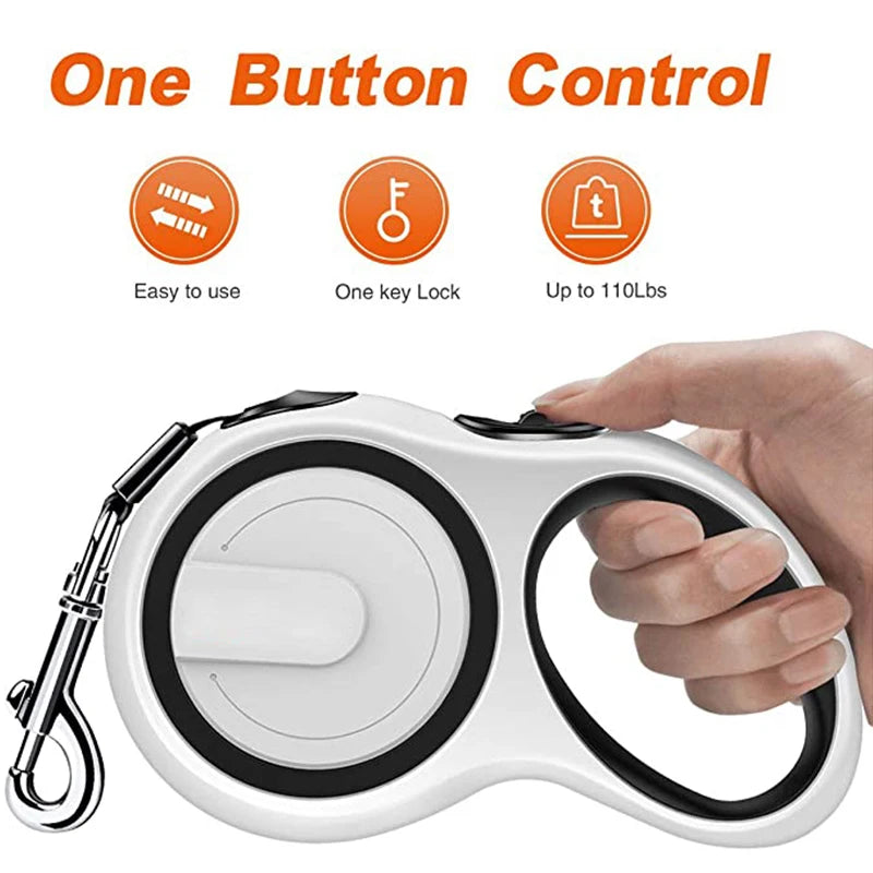 Retractable Dog Leash – 3/5/8M Durable Nylon Lead for Small to Large Dogs