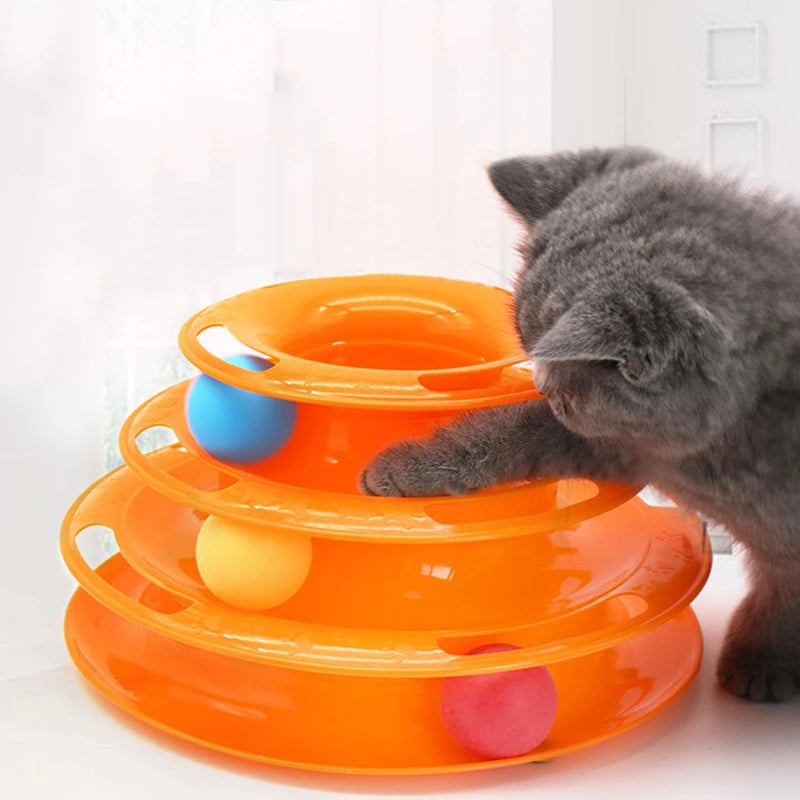 3-Layer Interactive Cat Toy – Turntable with Rolling Balls for Fun & Engagement