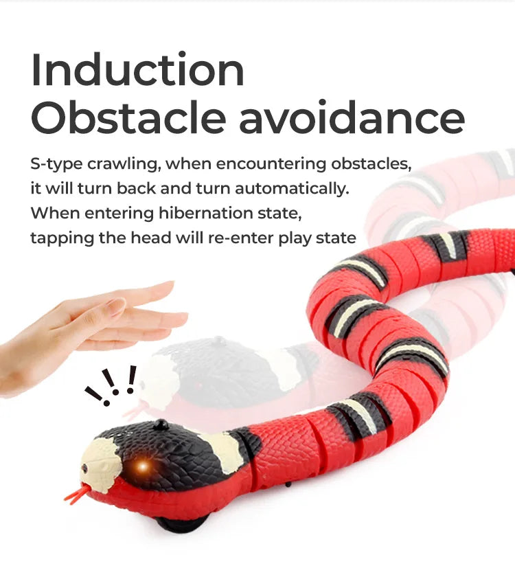 USB Rechargeable Smart Sensing Snake Toy – Interactive Cat Play for Indoor Fun