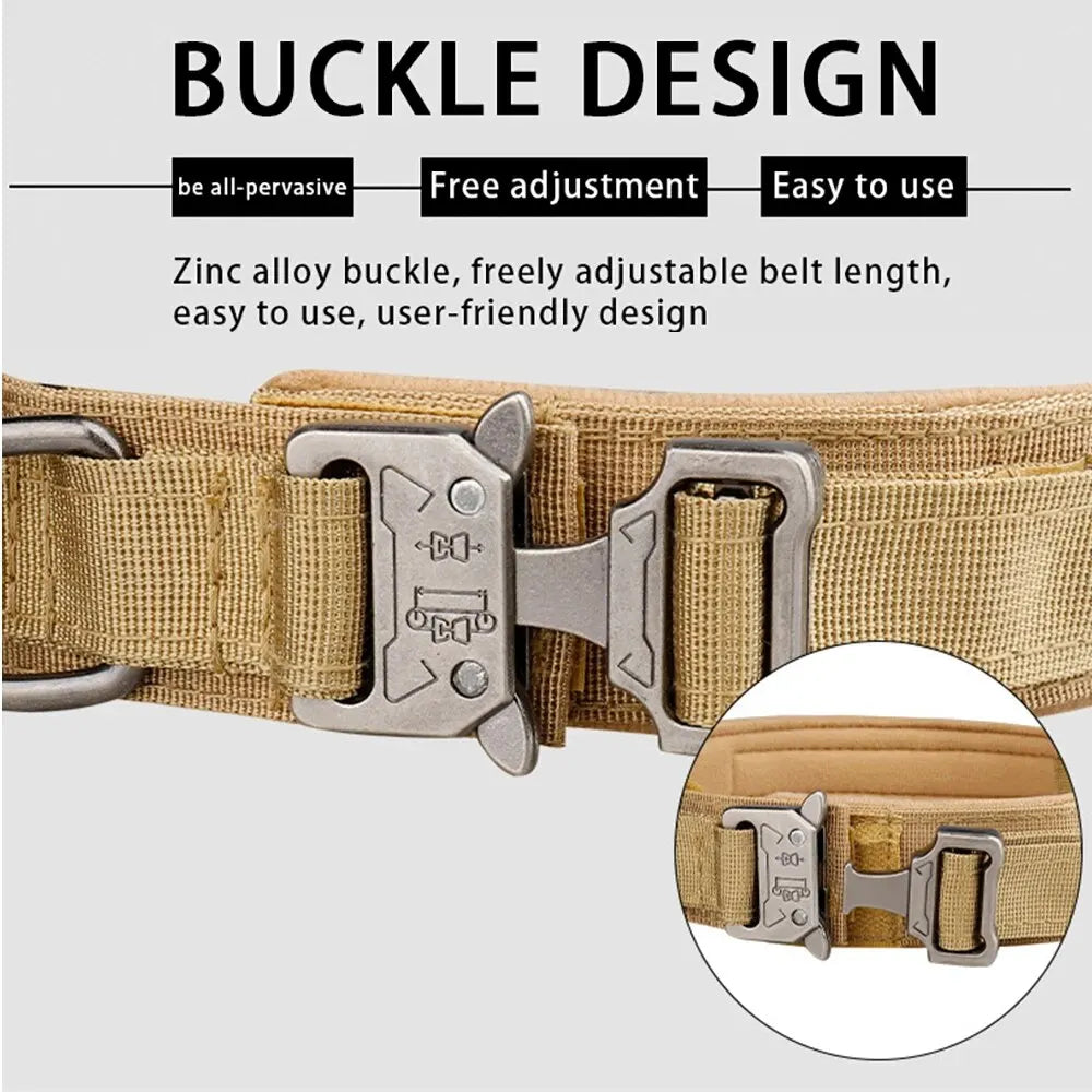 Tactical Nylon Dog Collar with Metal Buckle – Breathable & Durable for Medium and Large Dogs