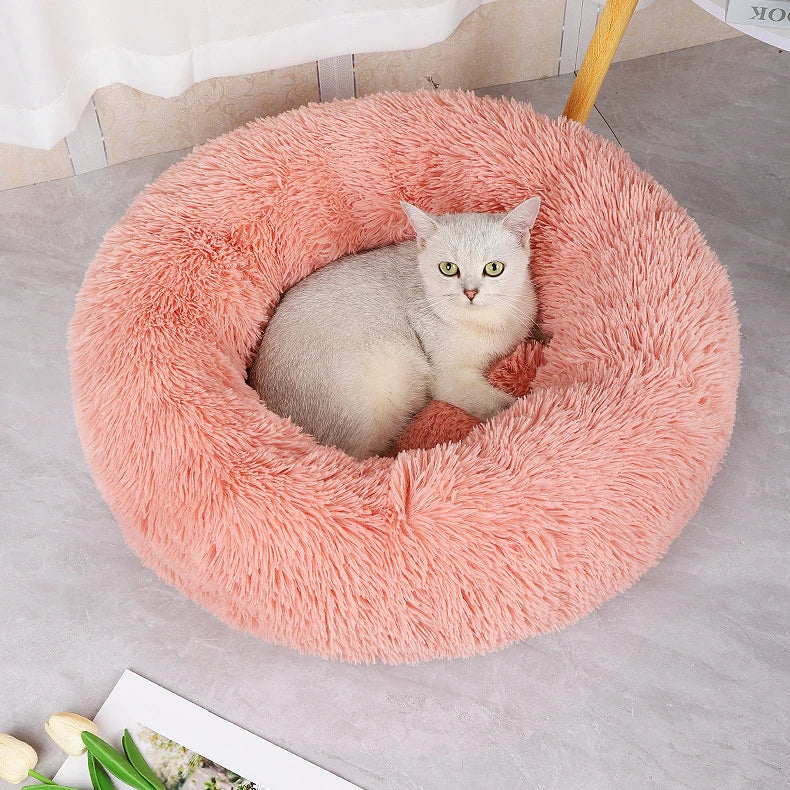 Cosy Plush Pet Bed - Washable, Detachable Round Nest for Cats & Small Dogs