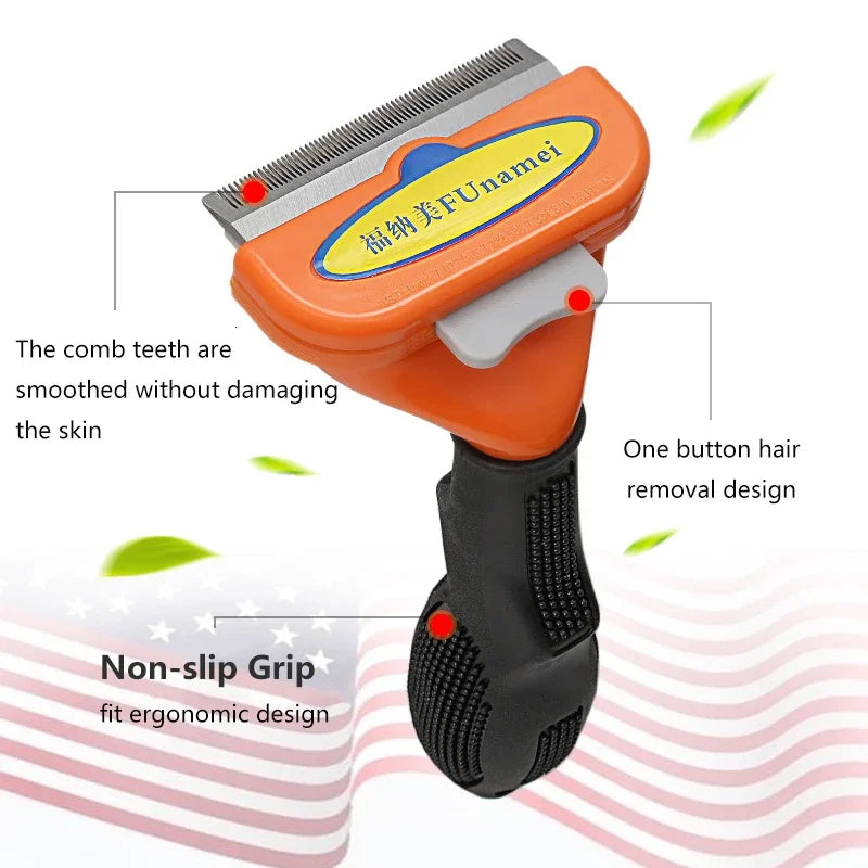 Pet Hair Removal Comb - Grooming Brush for Cats & Dogs | Reduces Shedding & Massage