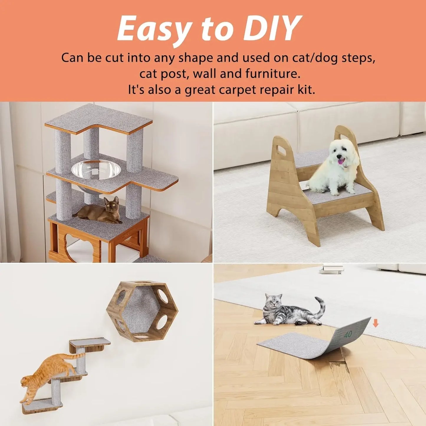 Self-Adhesive Cat Scratching Mat – Trimmable & Durable Furniture Protection for Sofas & Carpets