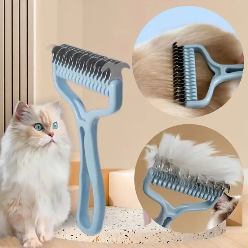 Double-Sided Pet Grooming Brush – Knot Cutter & Hair Removal for Cats, Dogs, Rabbits & Small Pets
