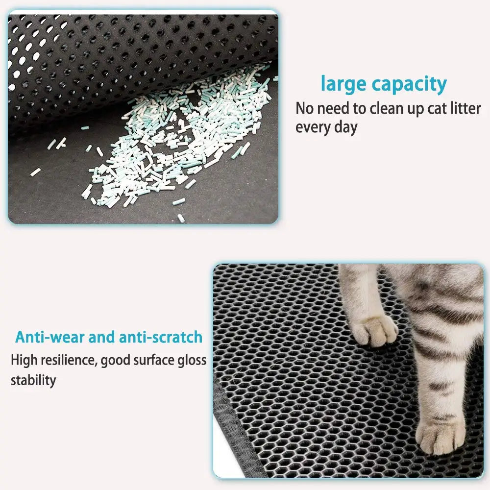 Waterproof EVA Cat Litter Mat - Double Layer, Foldable, and Easy Clean for Trapping Litter