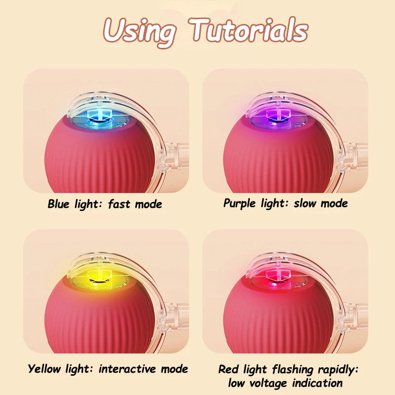 Smart Rechargeable Cat Toy Ball – Automatic Rolling with Faux Tail for Interactive Play & Training