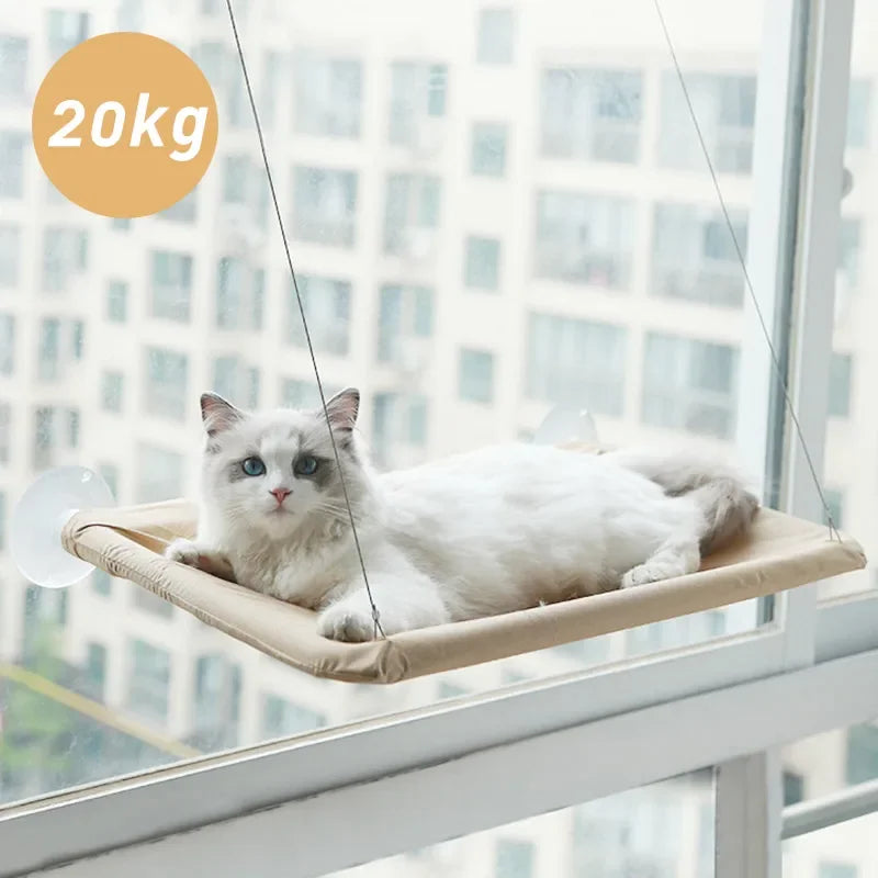 Window-Mounted Cat Bed - Breathable Oxford Fabric with Strong Suction Cups | Easy to Install, 20kg Capacity & Washable