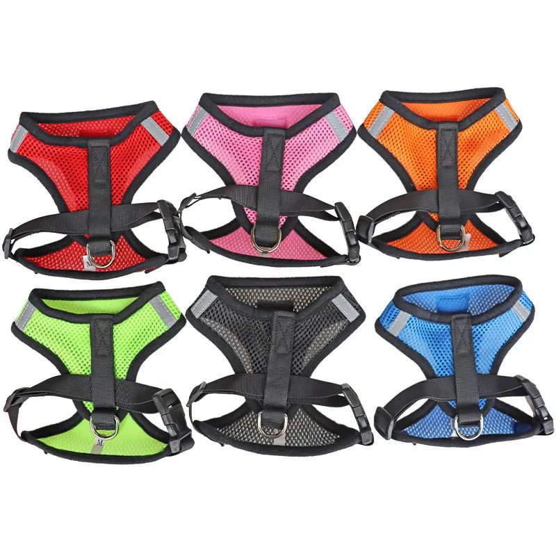 Breathable Mesh Cat & Dog Harness with Reflective Leash – Safe & Comfortable Walking Set